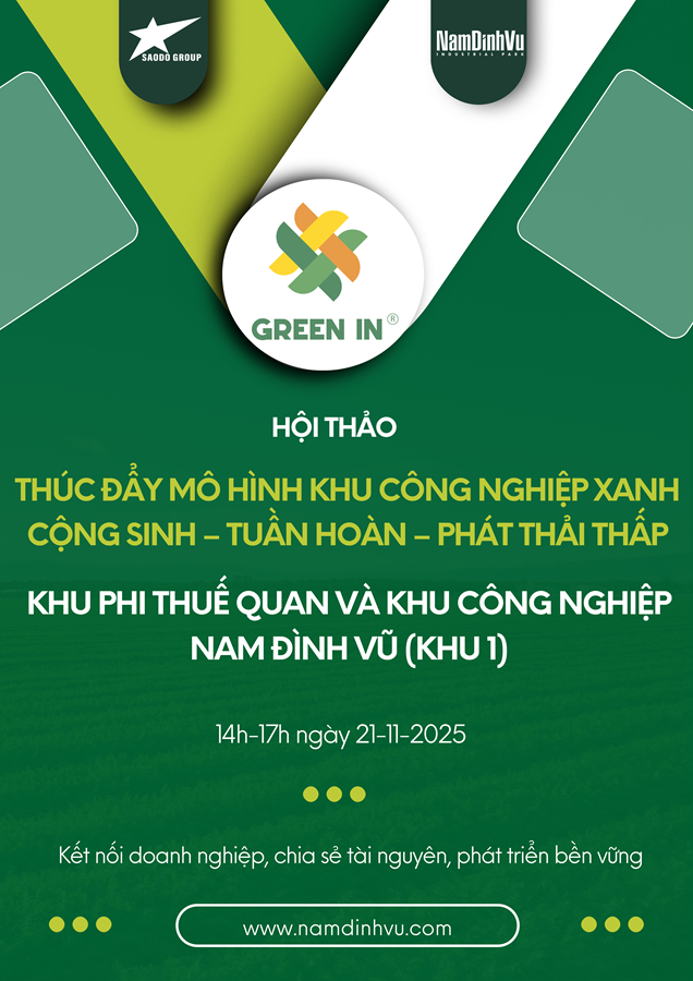 Thư mời tham dự hội thảo: “Thúc đẩy mô hình khu công nghiệp xanh: Cộng sinh – Tuần hoàn – Phát thải thấp" 1 1 6