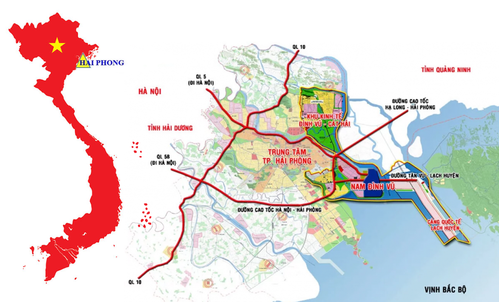 Vị trí khu công nghiệp Nam Đình Vũ rất thuận tiện cho doanh nghiệp thuê đất làm đất kho bãi Hải Phòng